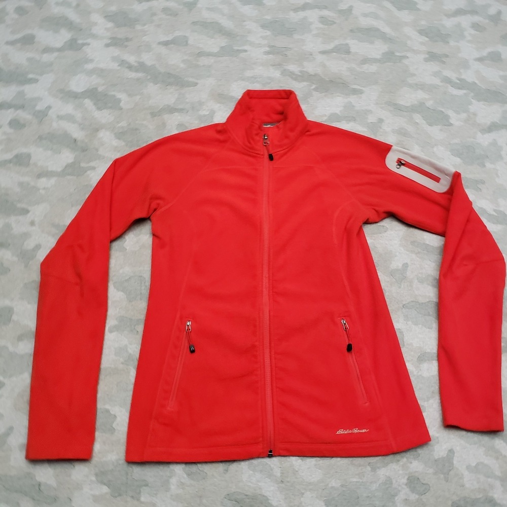 Eddie Bauer Jacket Womens Small Red First Ascent Fleece Full Zip Pockets
